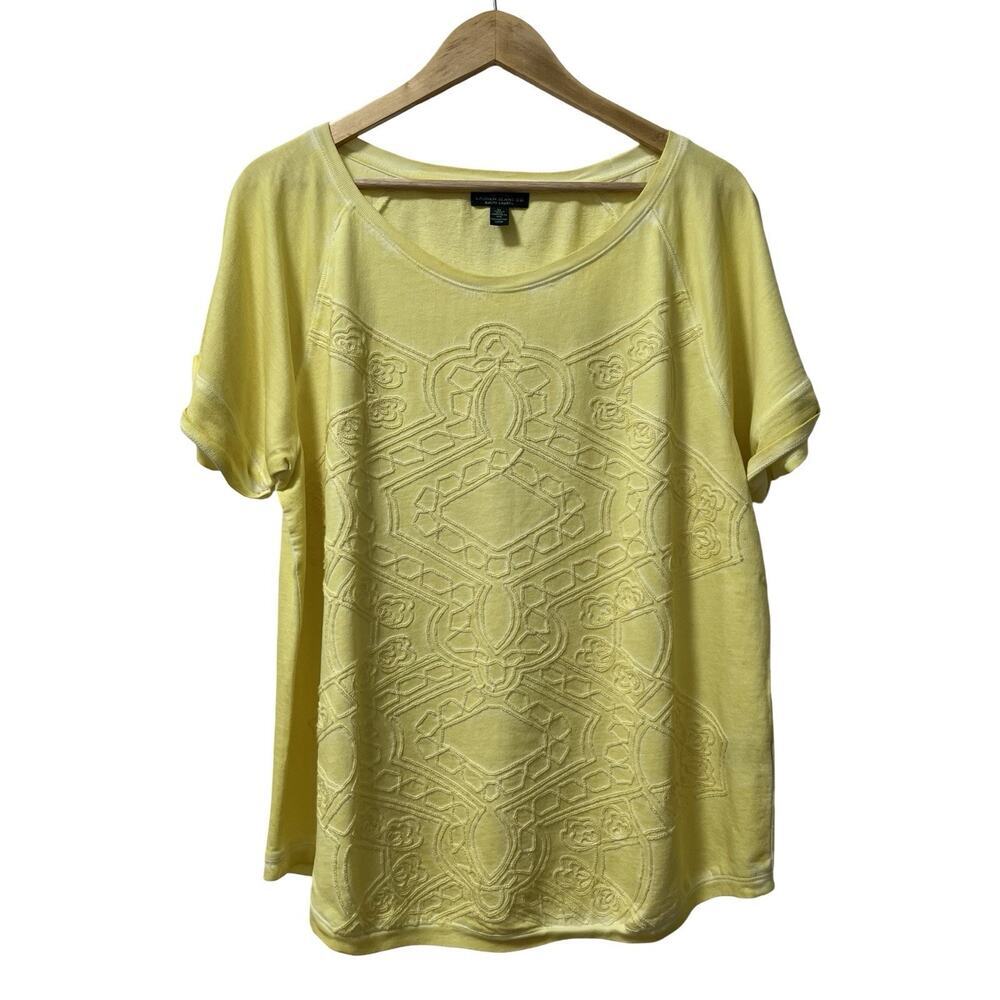 LRL‎ Lauren Jeans Co Womens Embroidred 100% Cotton Top Size XL Butter Yellow